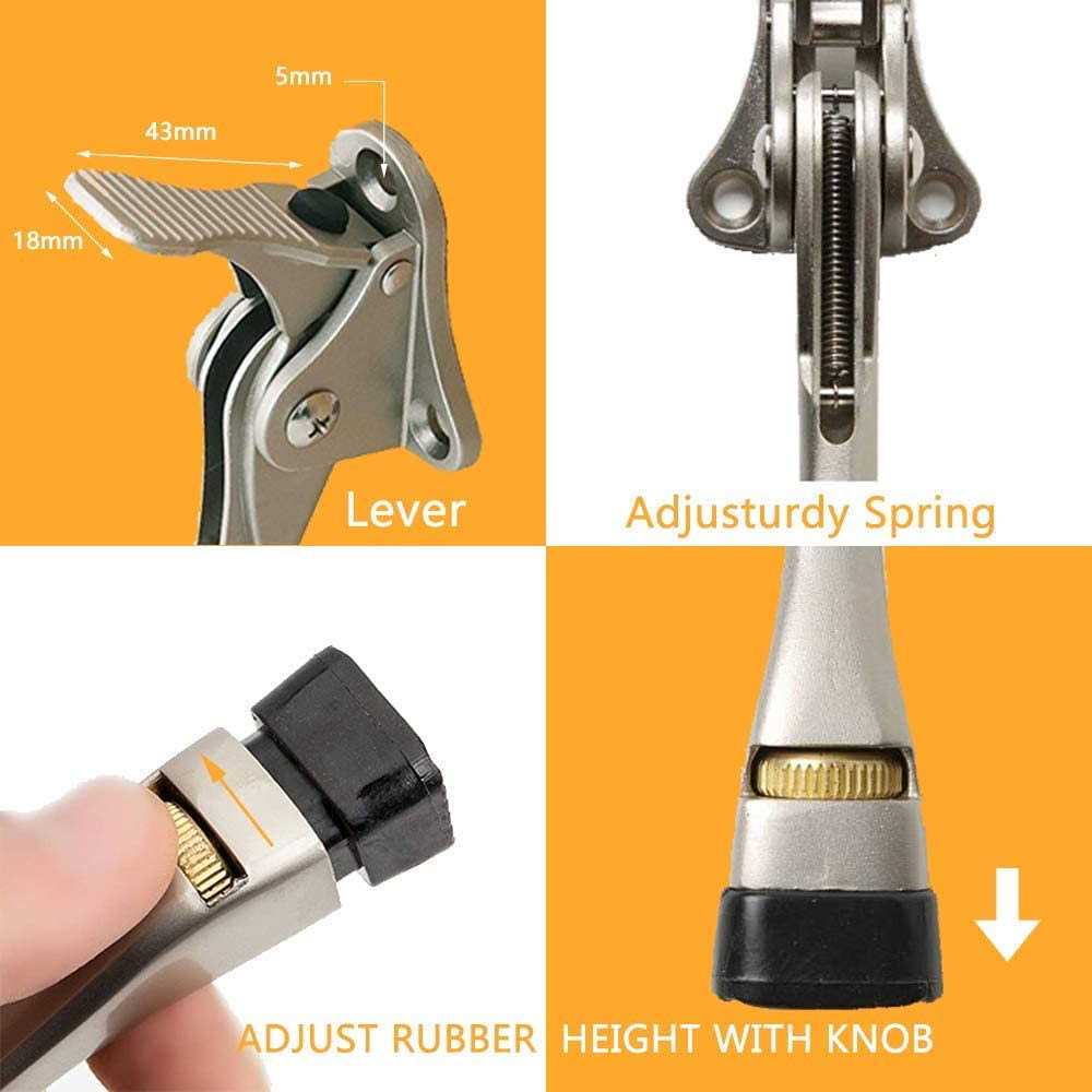 Gotega Door Stopper Kickdown Door Stop with One Touch Adjustable Height and Rubber Tip 4 Inches - Cheap Fitting