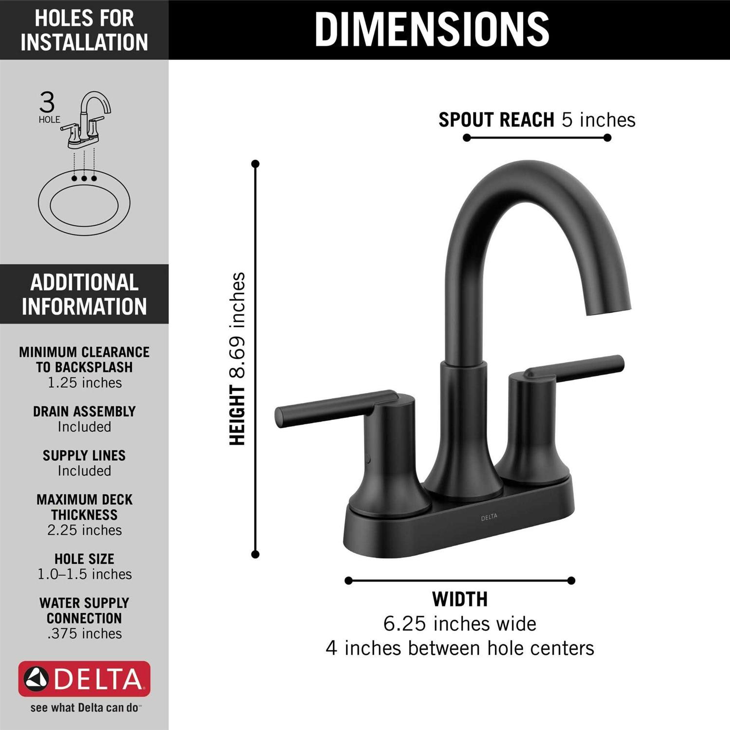 Delta Trinsic Two Handle Centerset Bathroom Faucet - Cheap Fitting