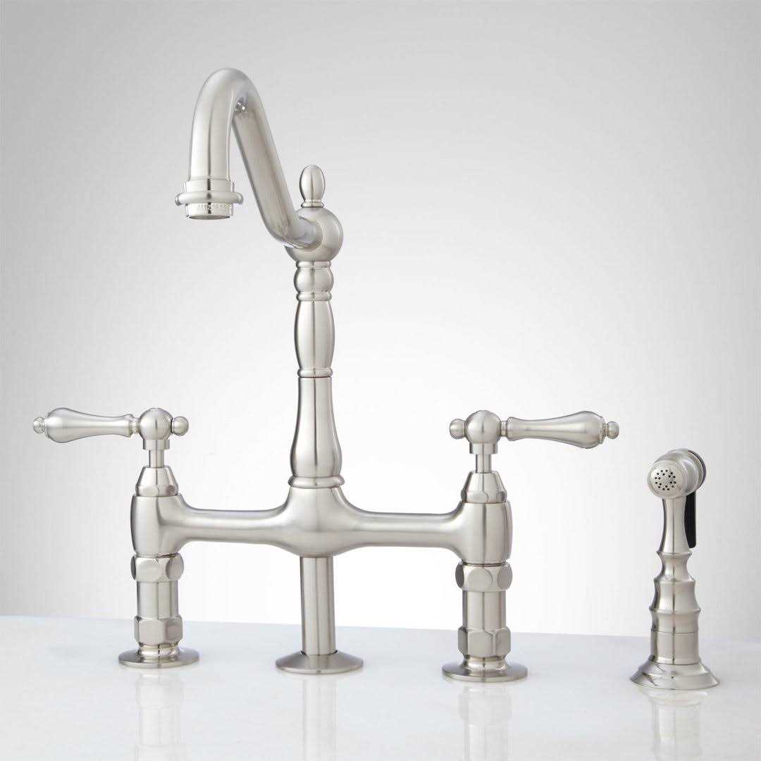Bellevue Bridge Kitchen Faucet with Sprayer Signature Hardware - Cheap Fitting