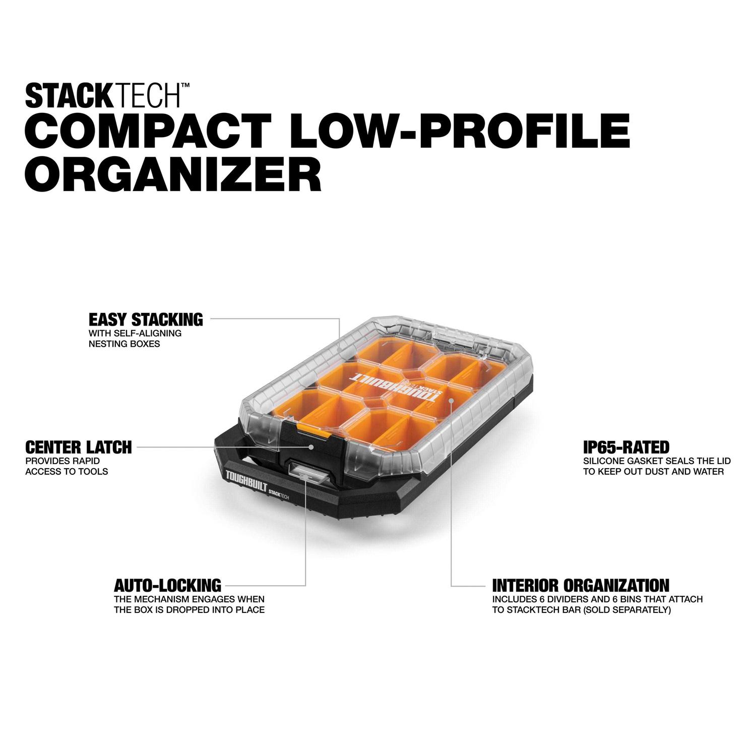 TOUGHBUILT StackTech Compact Low-Profile 12-Compartment Plastic Small Parts Organizer TB-B1-O-10C - Cheap Fitting