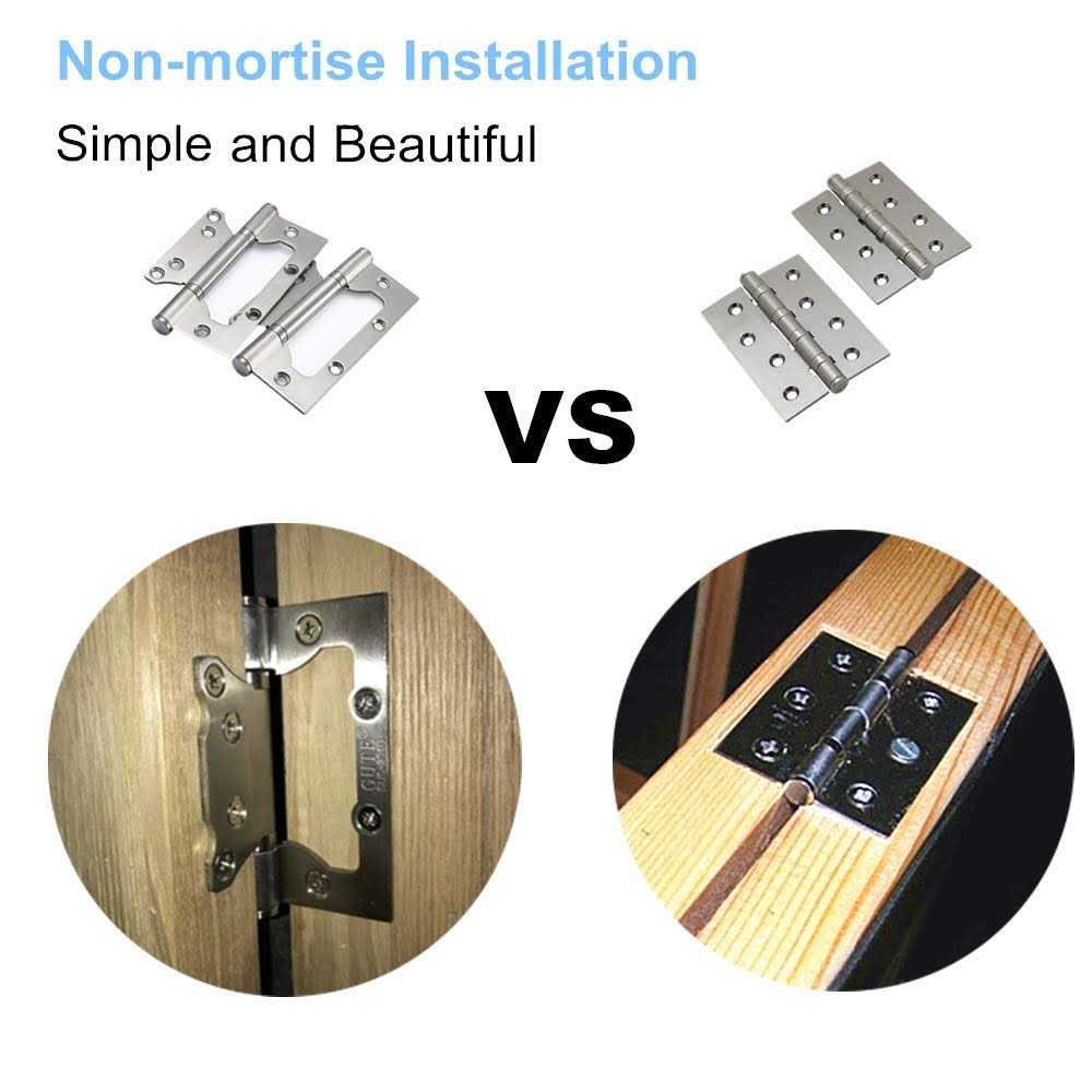6 Pack Non-Mortise Door Hinges Easy to Install, 4 × 3 Stainless Steel Door Hinges - Cheap Fitting