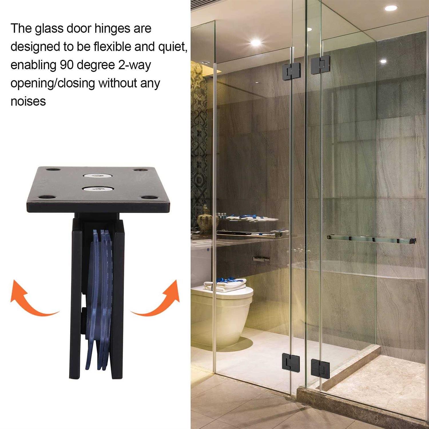 HNBun 2Pack Glass Shower Door Hinges 90 Degree Shower Hinges Replacement Parts with Mounting Hardware - Cheap Fitting