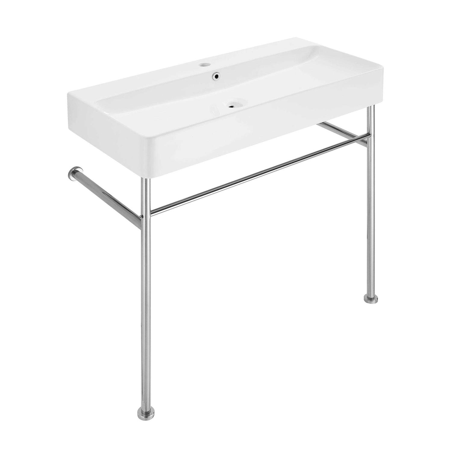 Swiss Madison Claire 24 Ceramic Console Sink White Basin - Cheap Fitting