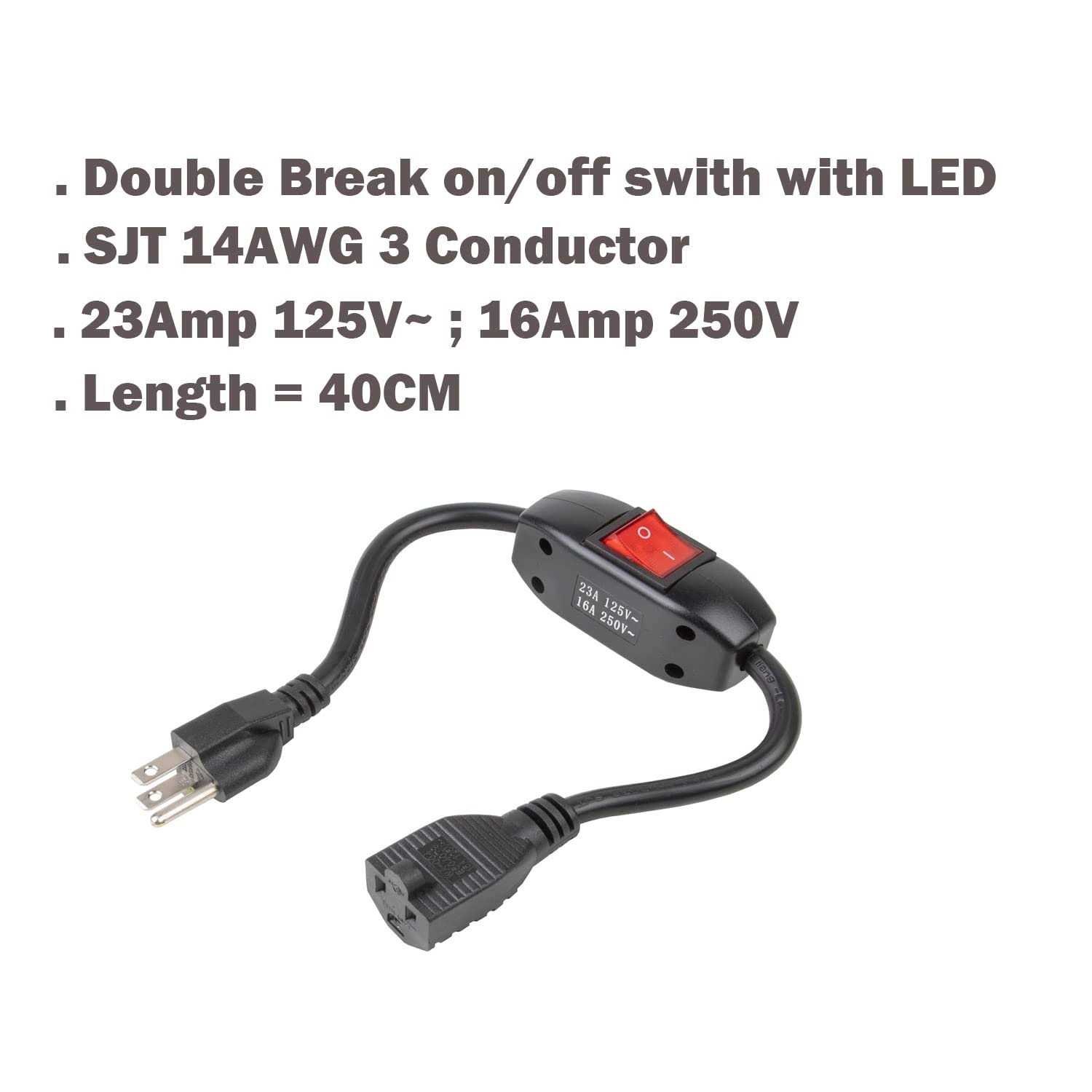 Plugrand Inline On/off Switch Extension Cord 3-prong Household Switchable Power Cord - Cheap Fitting