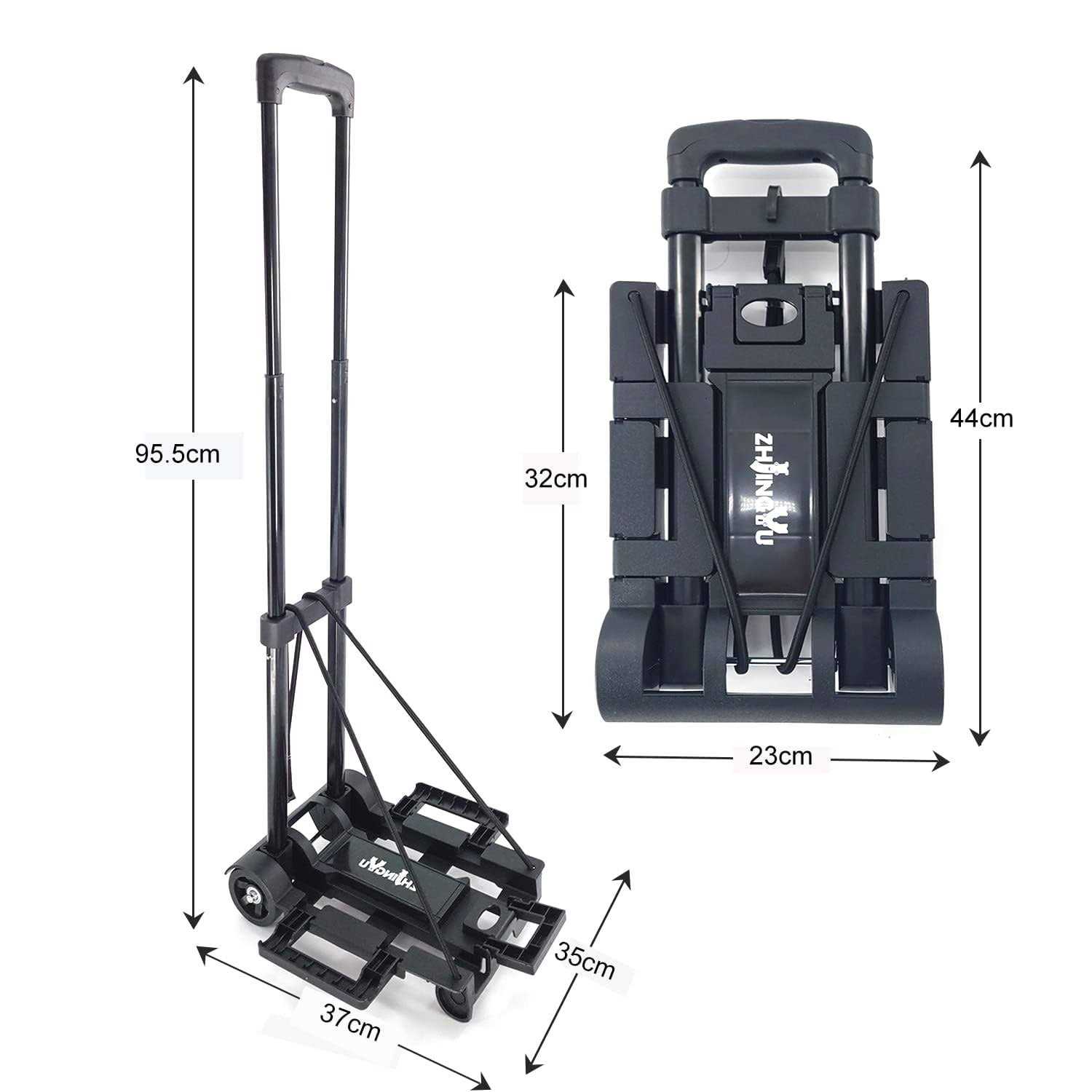 ZHJINGYU Folding Hand Truck Iron Tube Pull Rod Folding Cart Foldable Trolley with Wheels Utility Lightweight Expandable Large Chassis Foldable into - Cheap Fitting