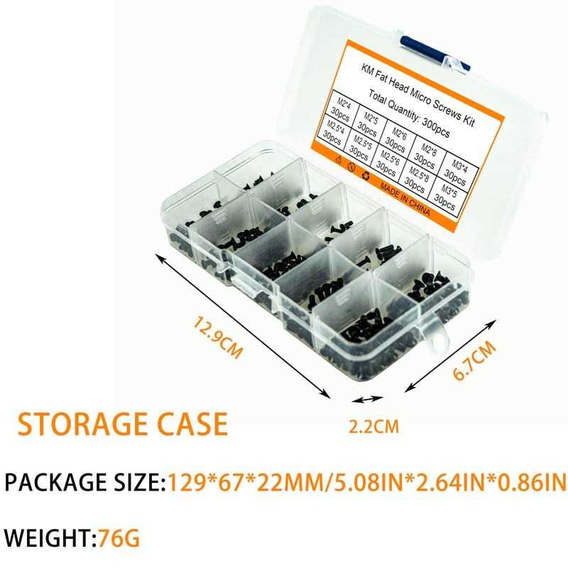 CHIPEL 300 PCS Black Laptop Notebook Compute Replacement Screws Kit 10sizes M2 /M2.5 / M3 Cross Head - Cheap Fitting