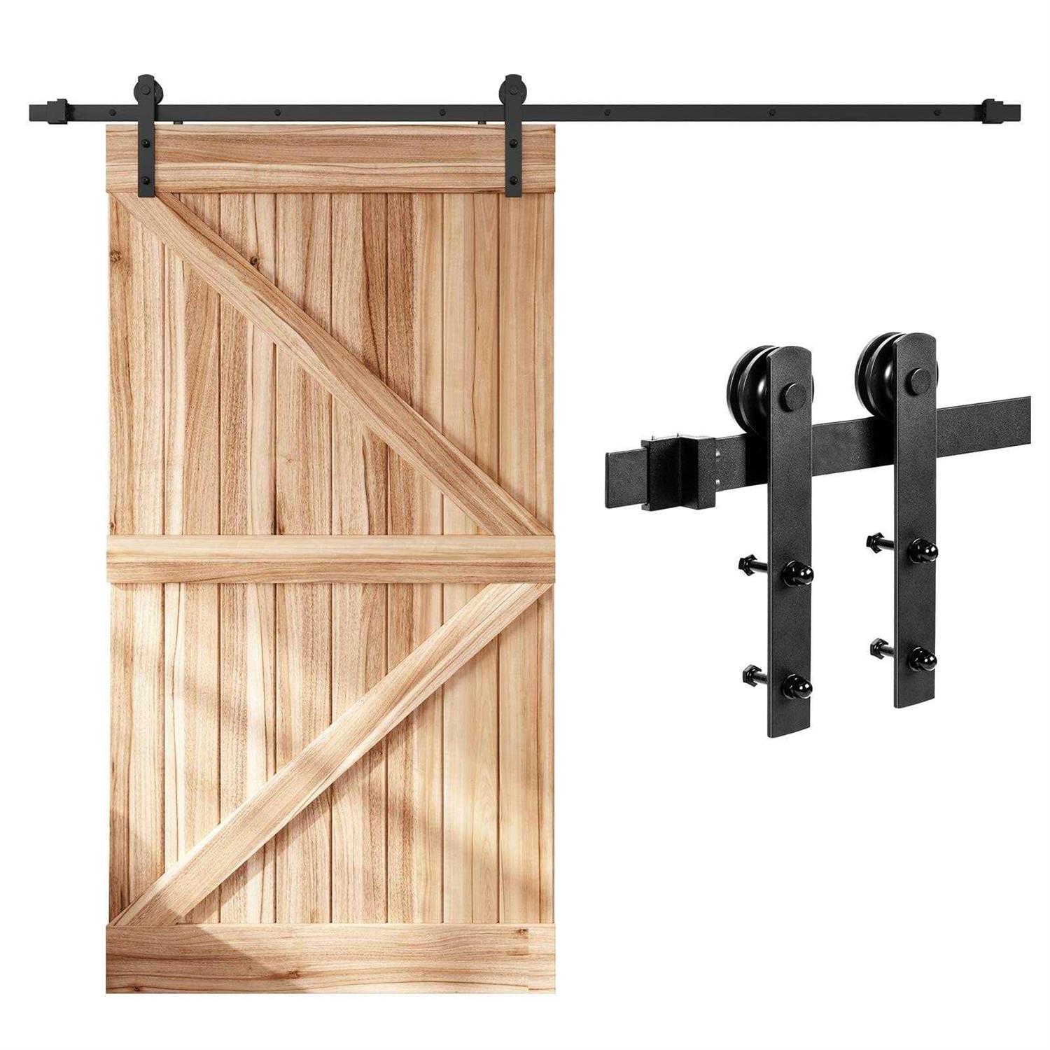 Easelife 8 Ft Heavy Duty Sliding Barn Door Hardware Track Kit,Straight Pulley,Slide Smoothly Quietly,Easy Install - Cheap Fitting