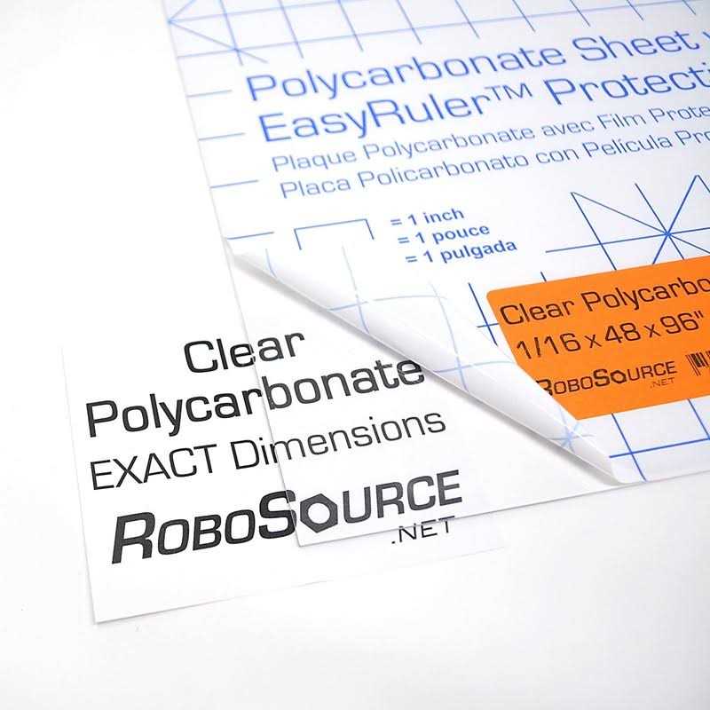 Robosource Polycarbonate Clear Plastic Sheet 12 X 18 X 0.0625 Exact with EasyRuler Film - Cheap Fitting