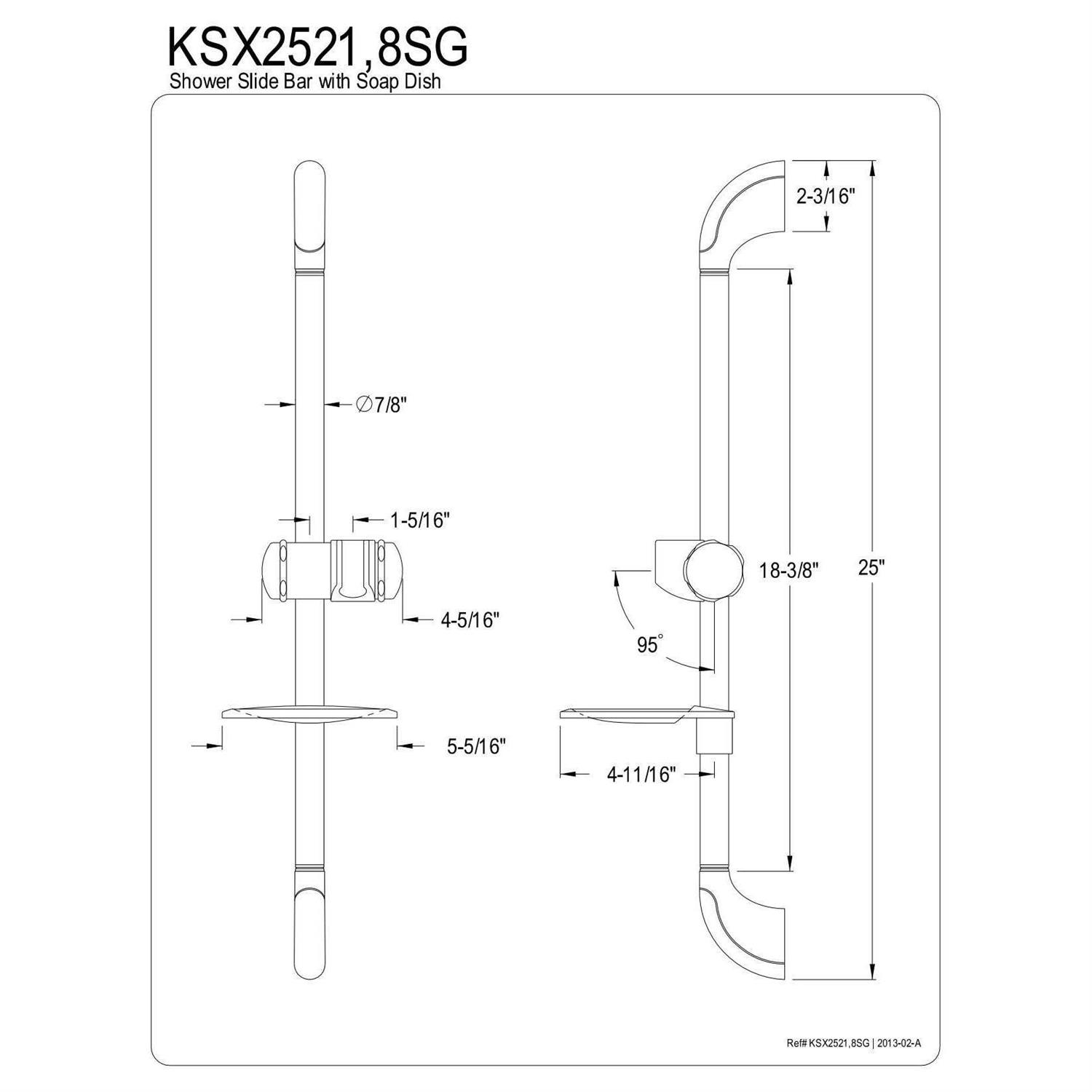 Kingston Brass KSX2521SG Shower Slide Bar with Soap Dish - Cheap Fitting