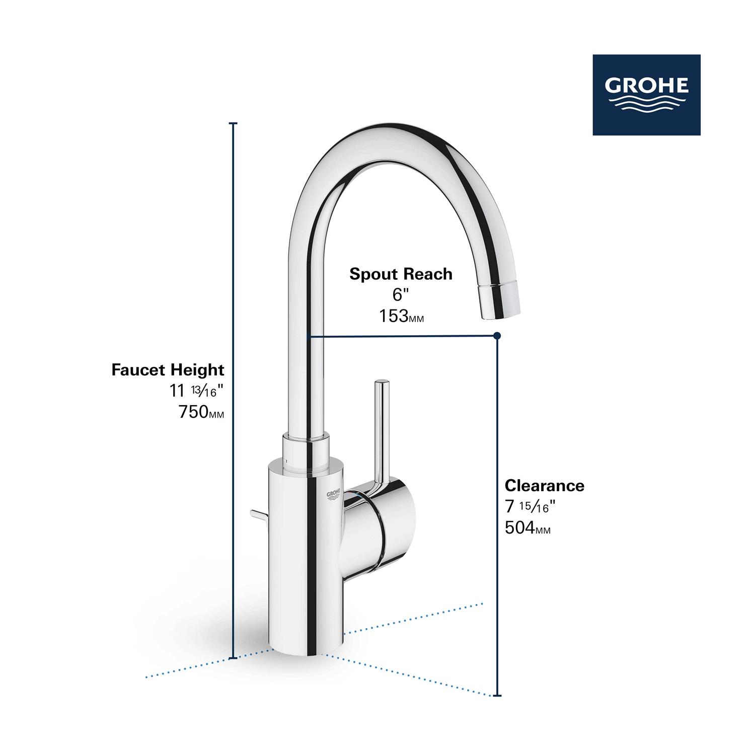 GROHE 32138GN2 Concetto Single Hole Single-Handle L-Size Bathroom Faucet 1.2 GPM - Cheap Fitting