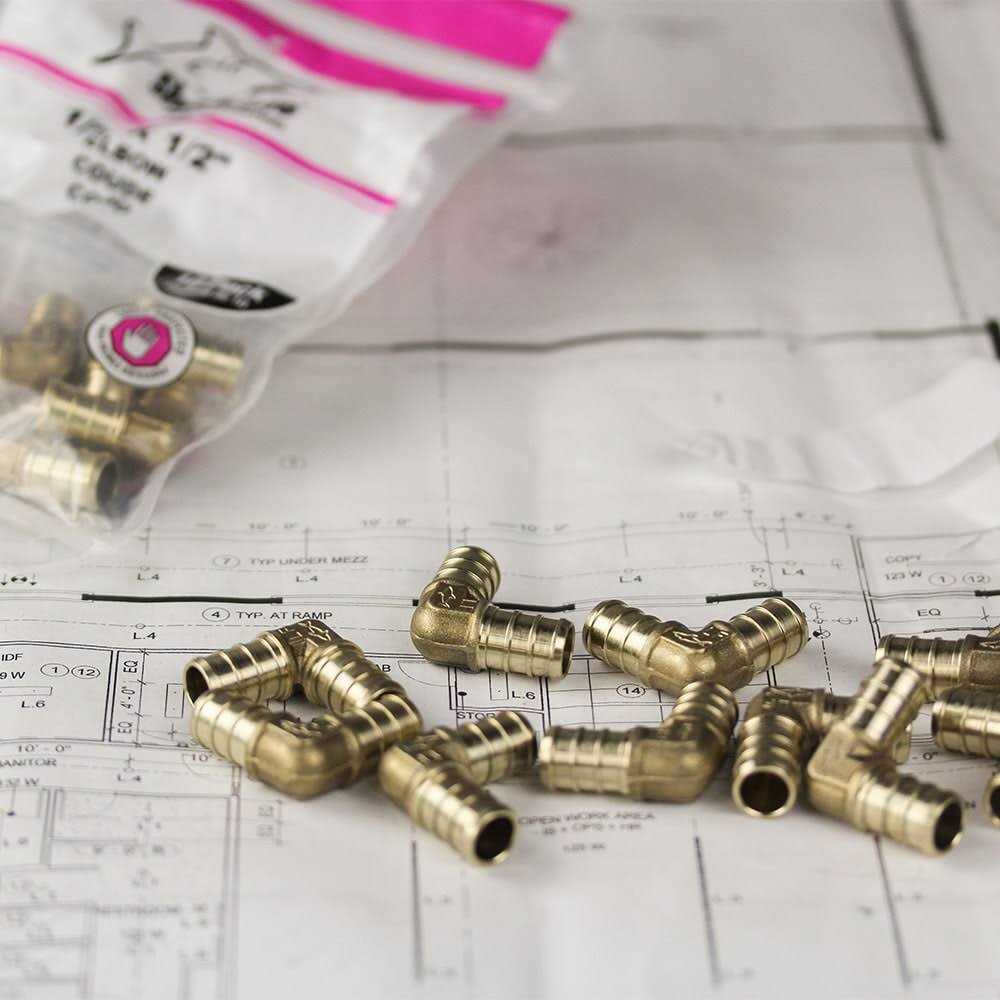 SharkBite 1/2-in PEX Crimp Brass 90-Degree Elbow - Cheap Fitting