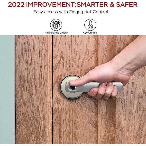 Geek Smart L-B203 Aluminum Silver Smart Keyless Entry Door Lock with Lever Featuring Fingerprint Unlock - Cheap Fitting