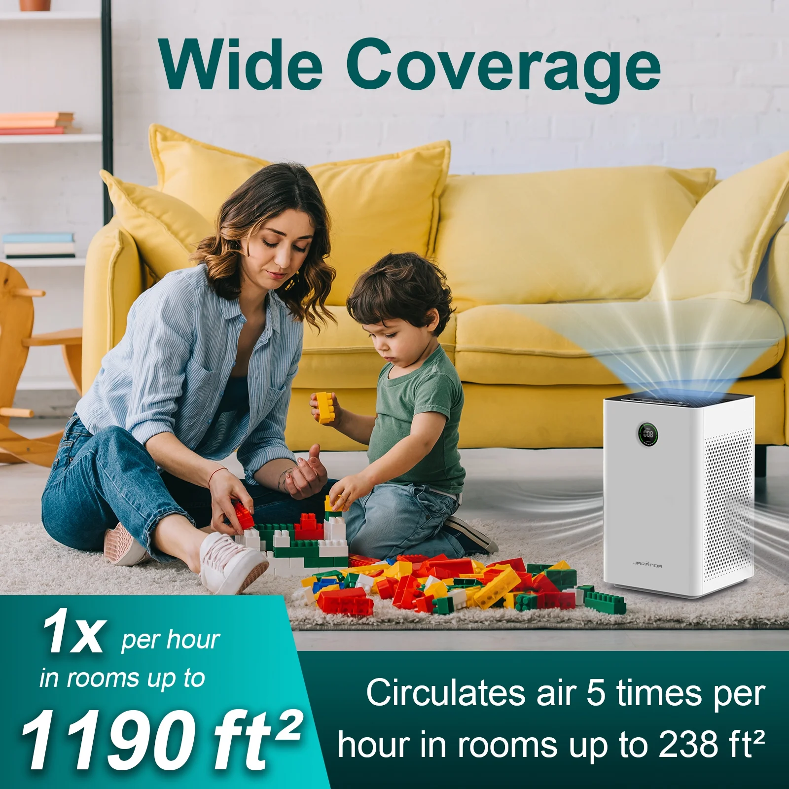 Jafanda Air Purifier JF260 Coverage 1190 Sq.ft for Home Bedroom with H13 True HEPA Quiet - Cheap Fitting