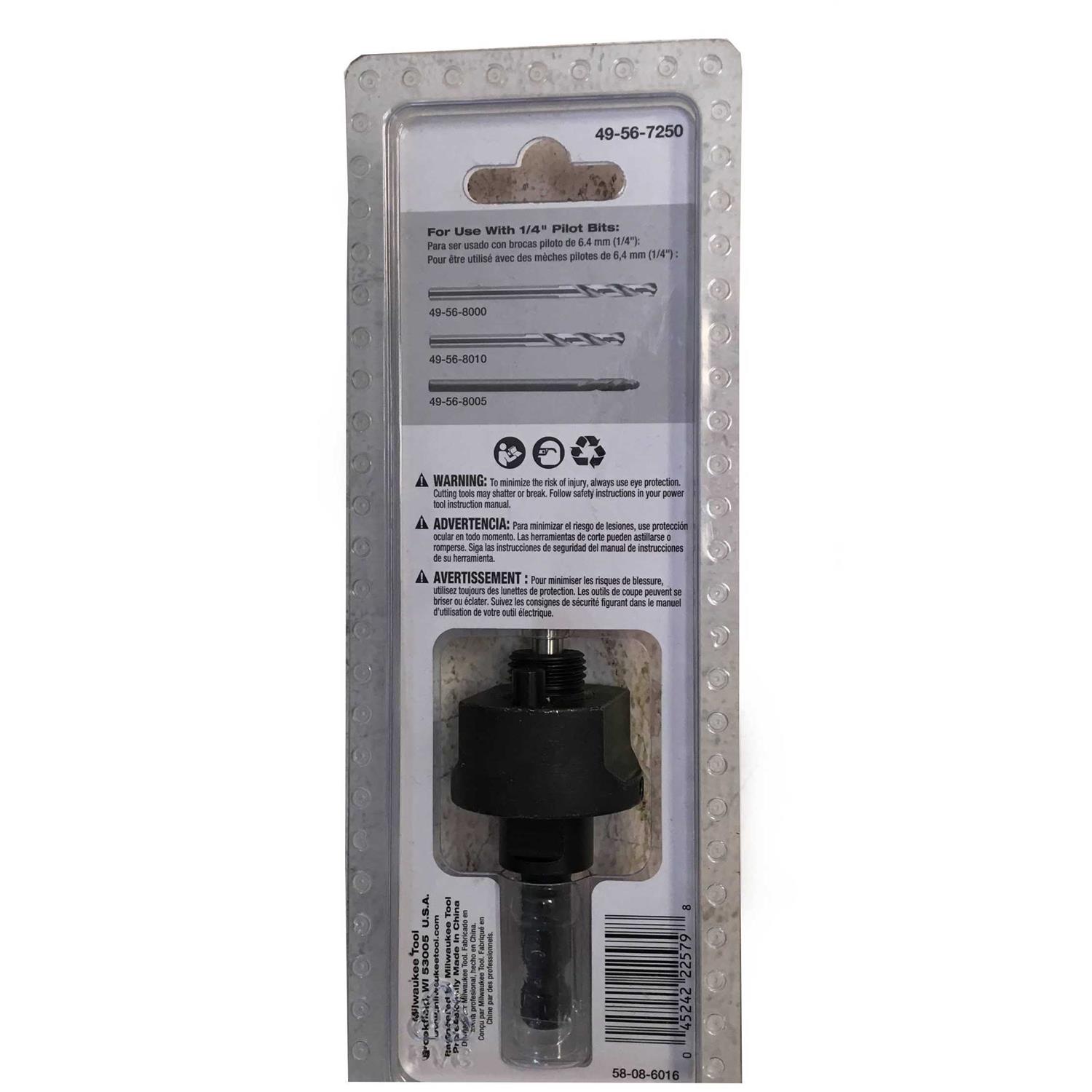 Milwaukee Large Thread Hole Saw Quick Change Arbor 49-56-7250 - Cheap Fitting