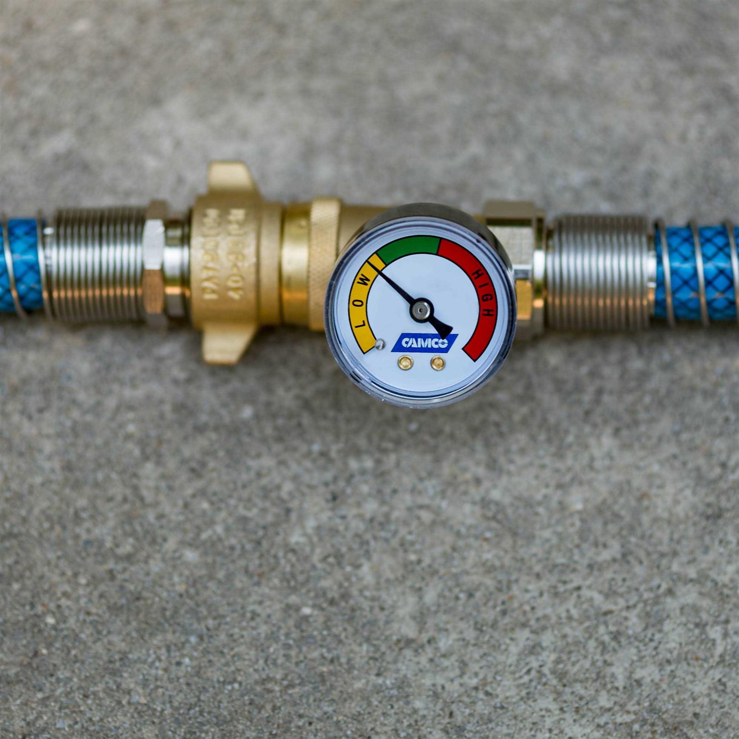 Camco Brass Water Pressure Regulator with Gauge - Cheap Fitting