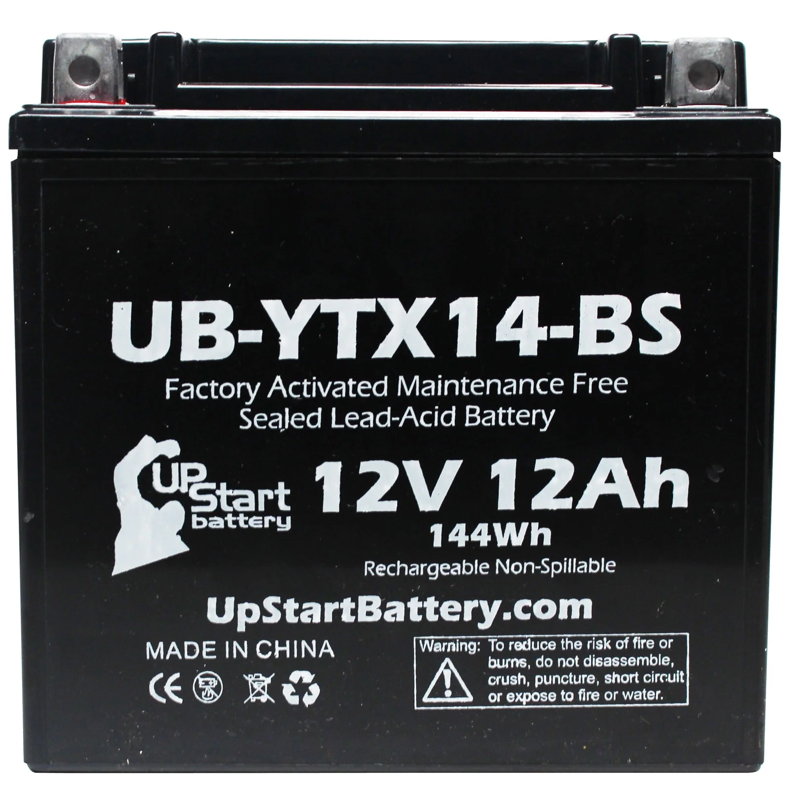 YTX14-BS 12Ah 12v Sealed AGM Motorcycle Battery - 200 CCA, Factory Activated, Maintenance Free - Cheap Fitting