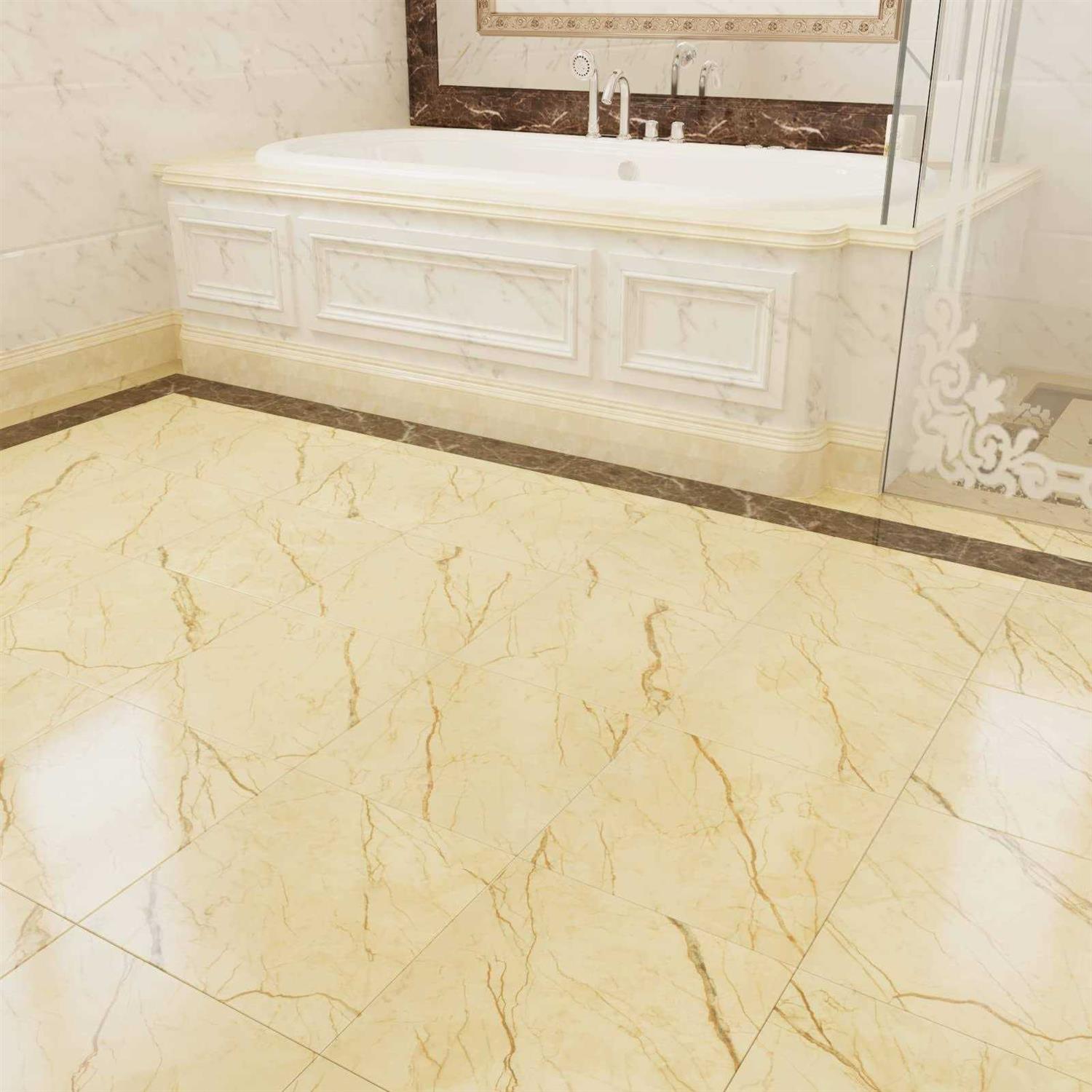 WESTICK Peel and Stick Waterproof Floor Tile Marble Floor Tiles Bathroom Flooring Tiles Peel and Stick Tiles for Floor Self Adhesive - Cheap Fitting