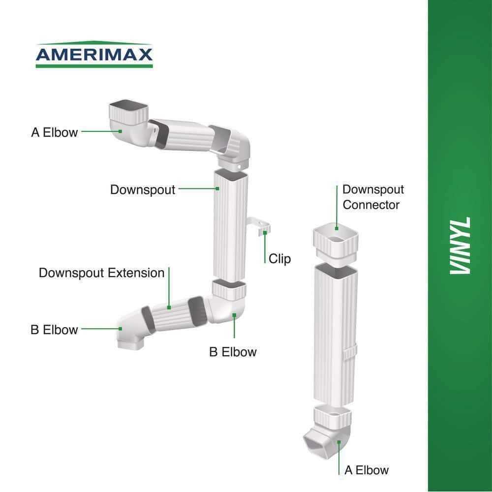Amerimax 2 in. x 3 in. x 15 in. White Vinyl Downspout Extension - Cheap Fitting