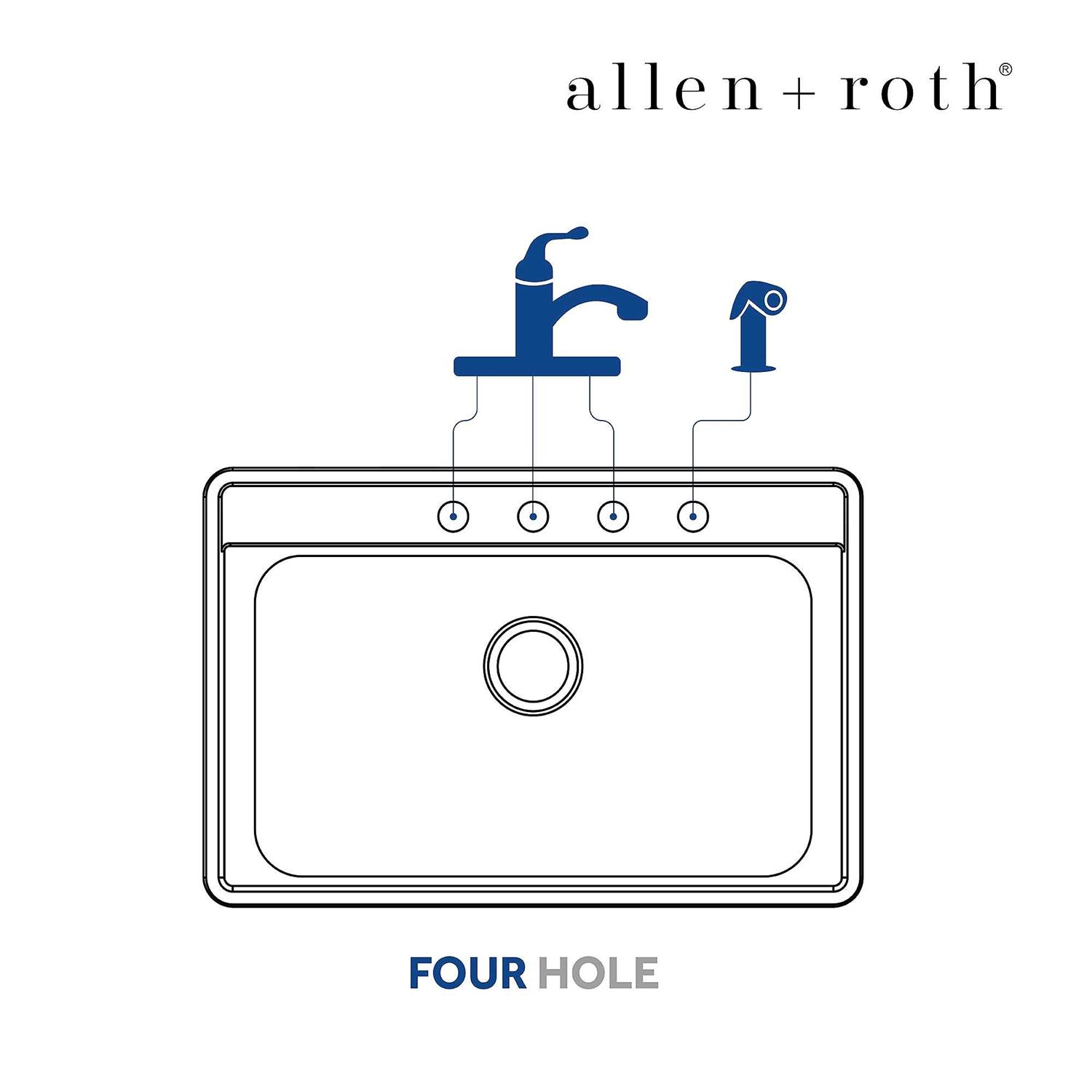 allen + roth The Fenway Drop-in Single Bowl 4-Hole Kitchen Sink VT3322A18-S - Cheap Fitting