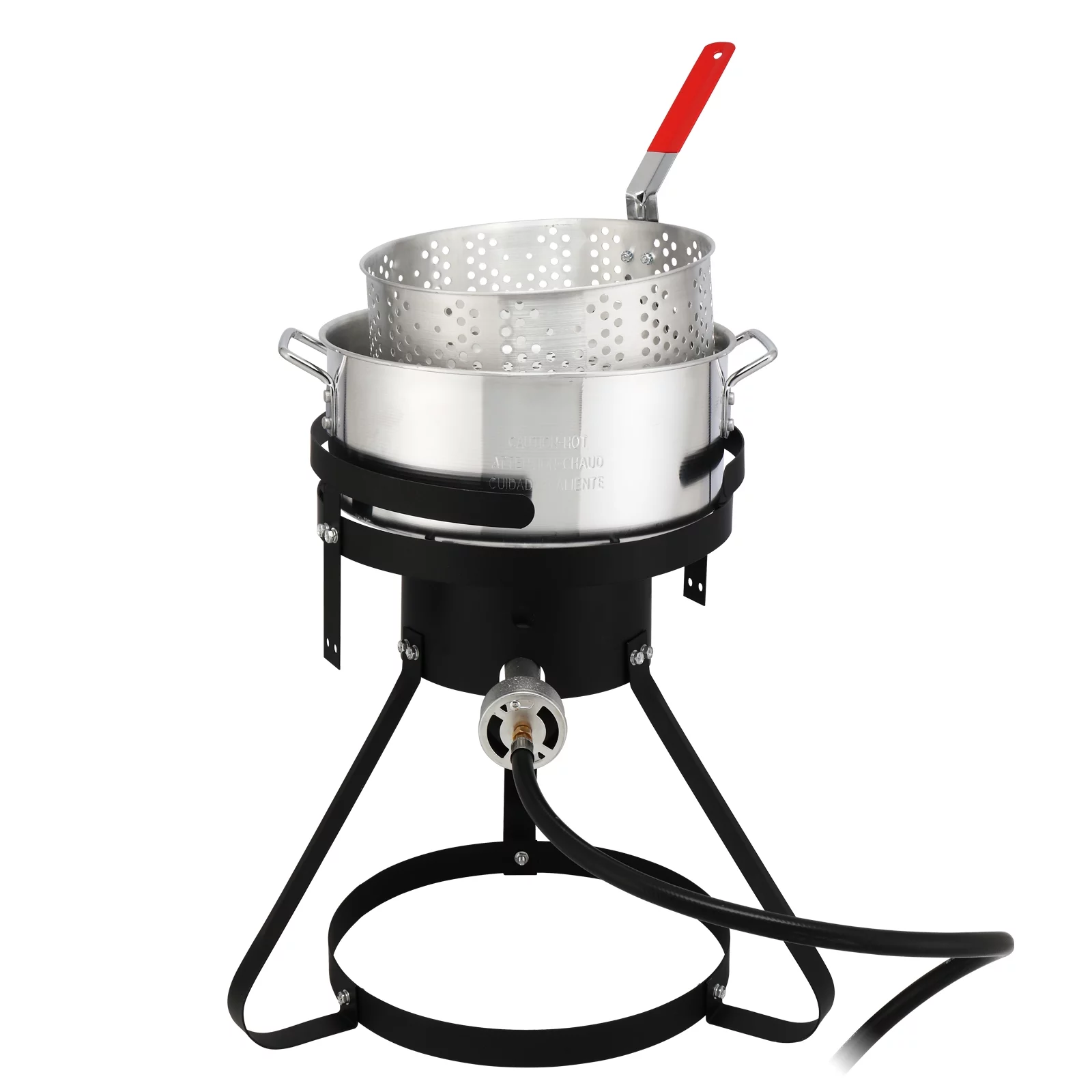 13*32inch Four-Piece Set, Black Round Iron Stove Frame, Silver Aluminum 30qt Turkey Pot 10qt Fish Pot, Gas Fryer - Cheap Fitting