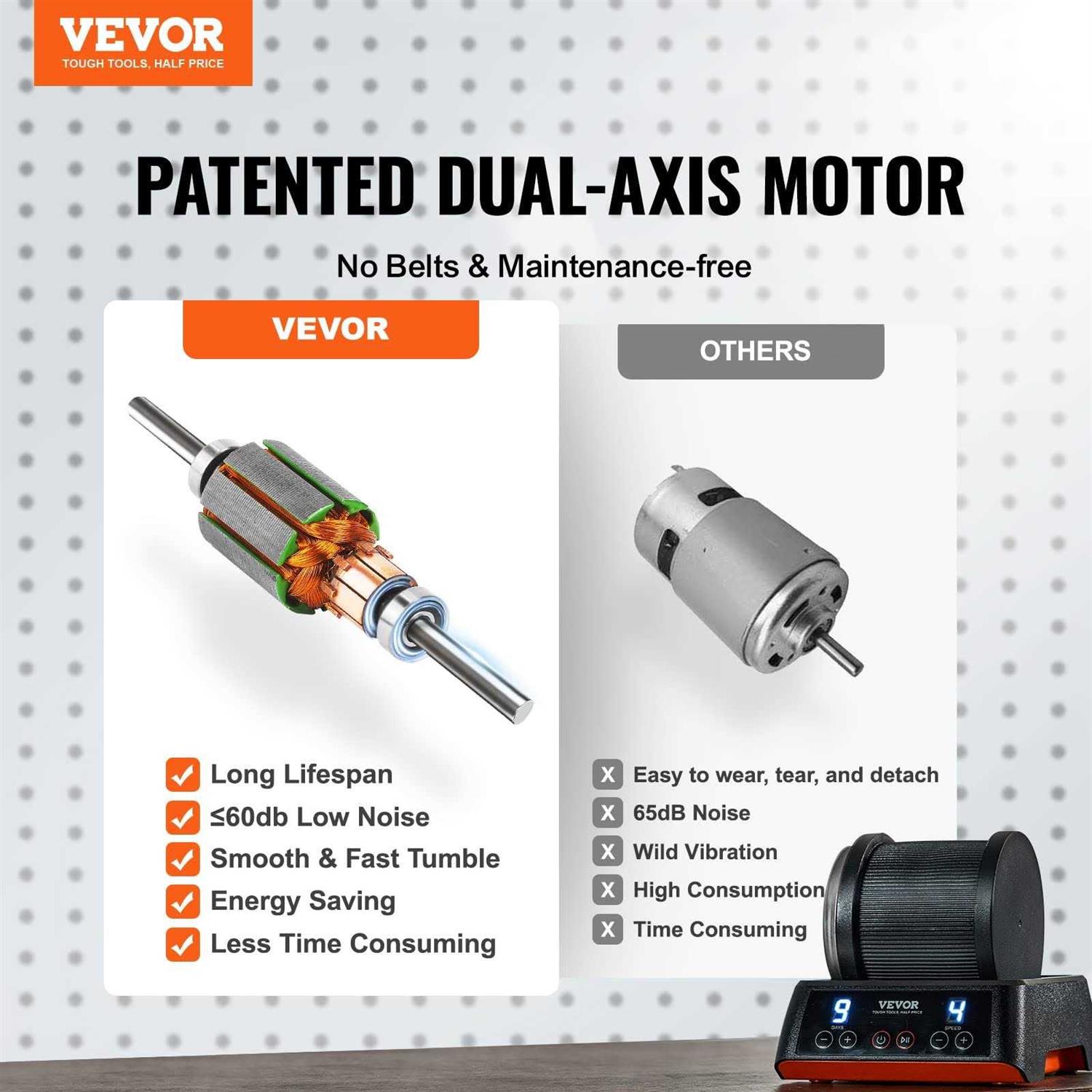 VEVOR Direct Drive Rock Tumbler Kit 4-Speed/9-Day Timer - Cheap Fitting