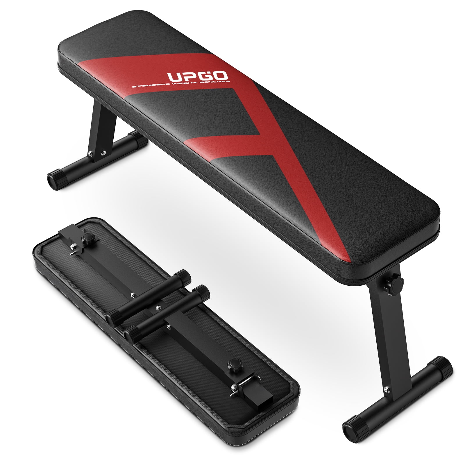 UPGO 600LBS Folding Flat Bench, Sturdy Lightweight and Space-saving Bench Press Flat Weight Bench, Easy to Assemble - Cheap Fitting