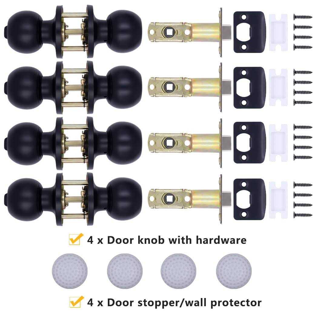 konigeehre Privacy Door Knobs Matte Black Interior Passage Door Lock Keyless Round Lockset for Bedroom Bathroom - Cheap Fitting