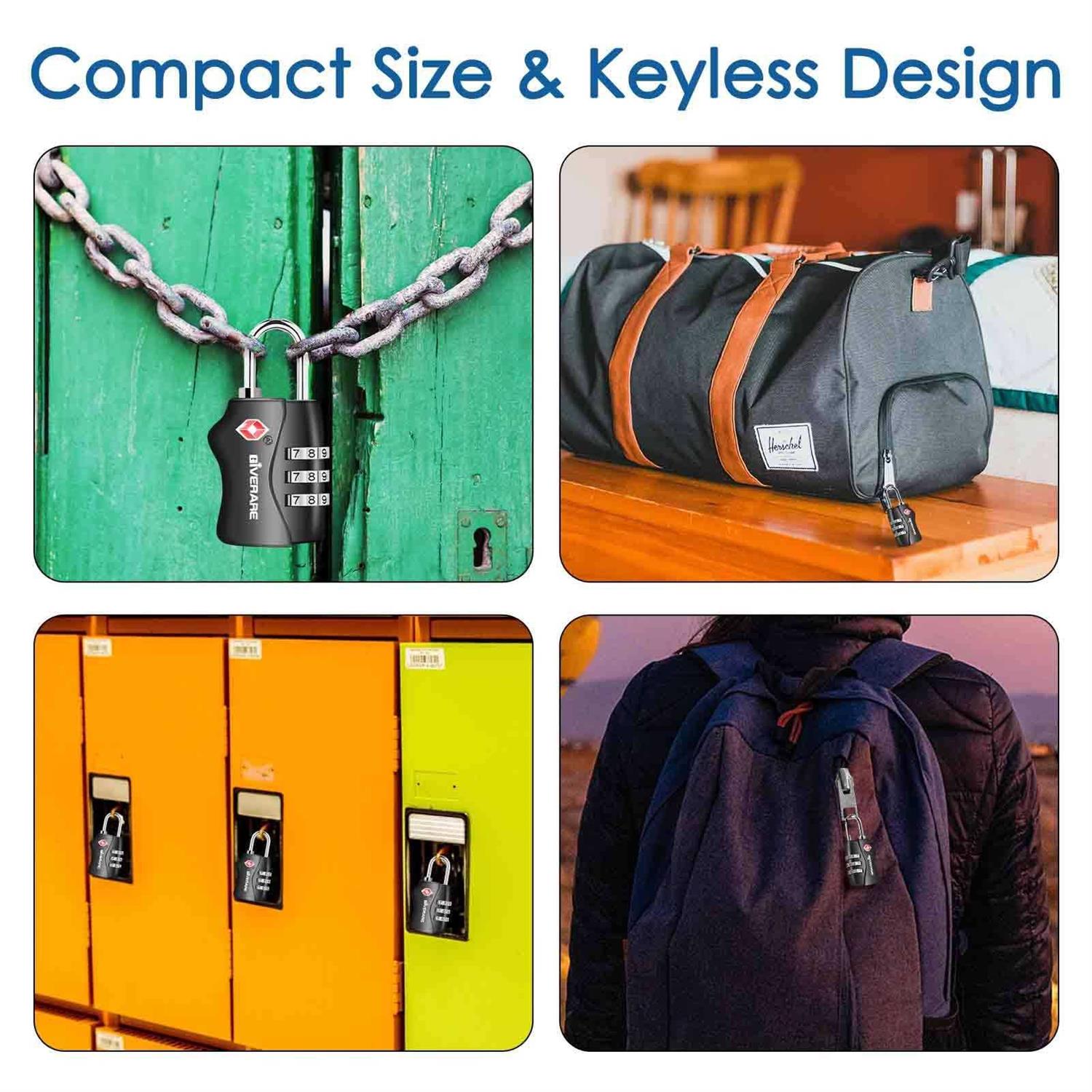 TSA Approved Travel Luggage Locks Combination Lock Keyless 3-Digit Padlocks - Cheap Fitting