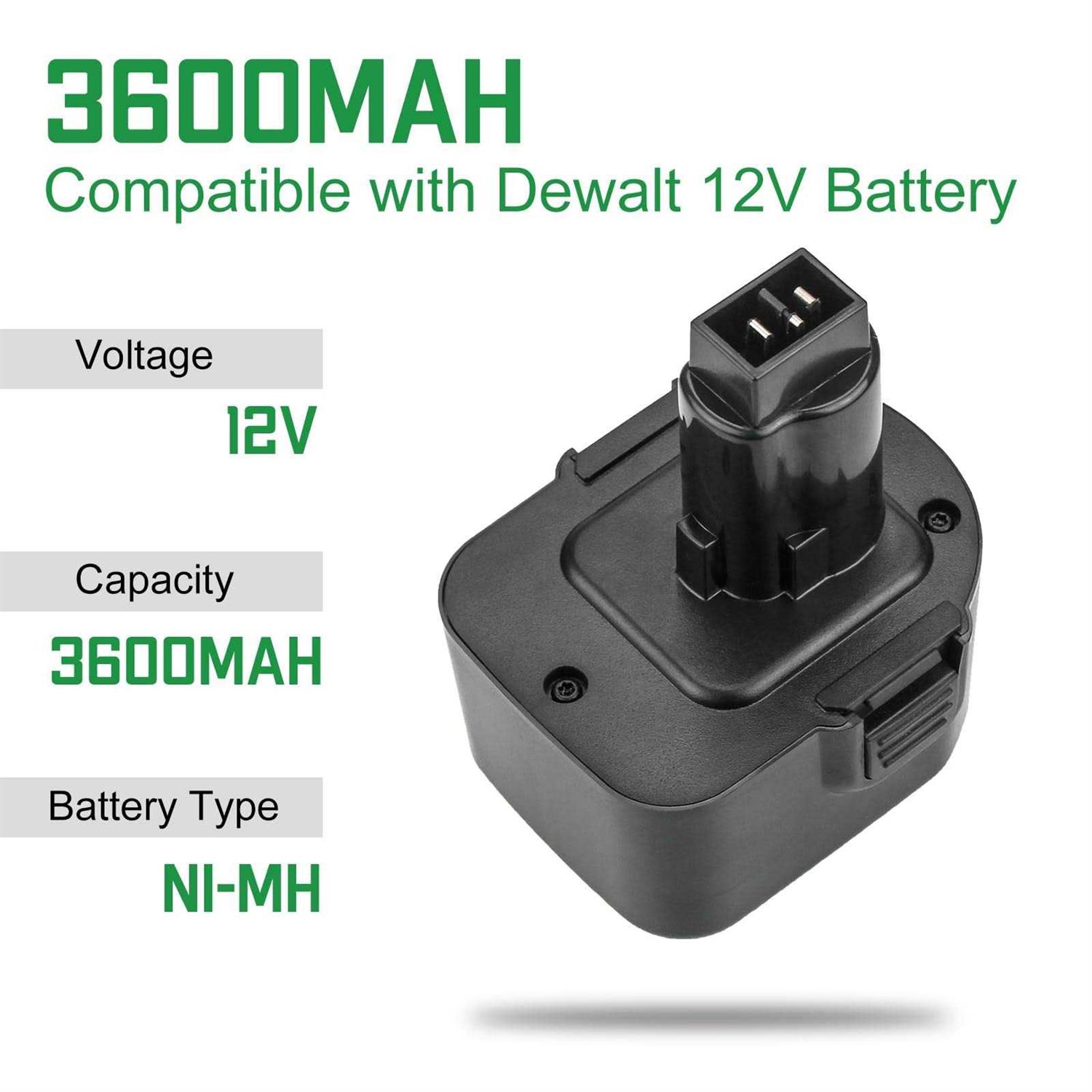 2 Pack Battery Replacement Battery Compatible with Dewalt 12V Battery 3.6Ah DC9071 DW9072 DW9071 DE9074 DE9037 DE9071 DE9072 DE9075 for 12 Volt - Cheap Fitting