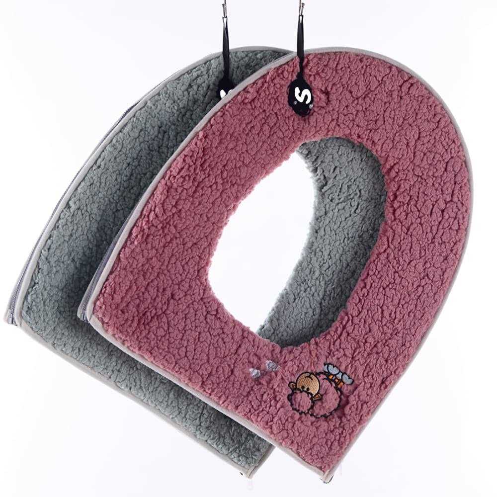 SHYLY Warm Plush Washable Thicken Toilet Seat Cover Pads Mat with Handle and Zipper - Cheap Fitting