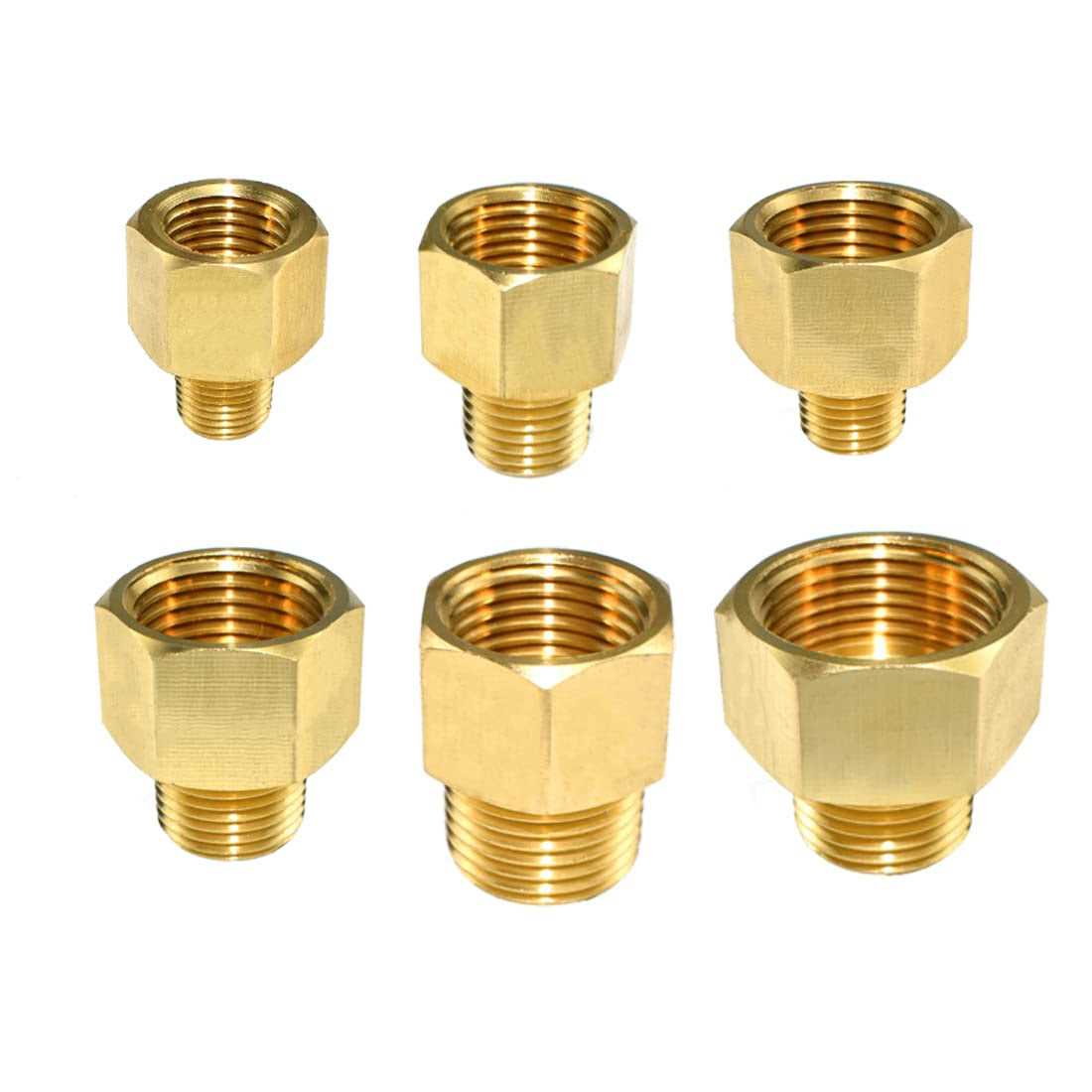 SDTC Tech 2-Pack Brass Pipe Fitting 1/4 NPT Thread Male to 1/2 NPT Thread Female Reducer Adapter - Cheap Fitting