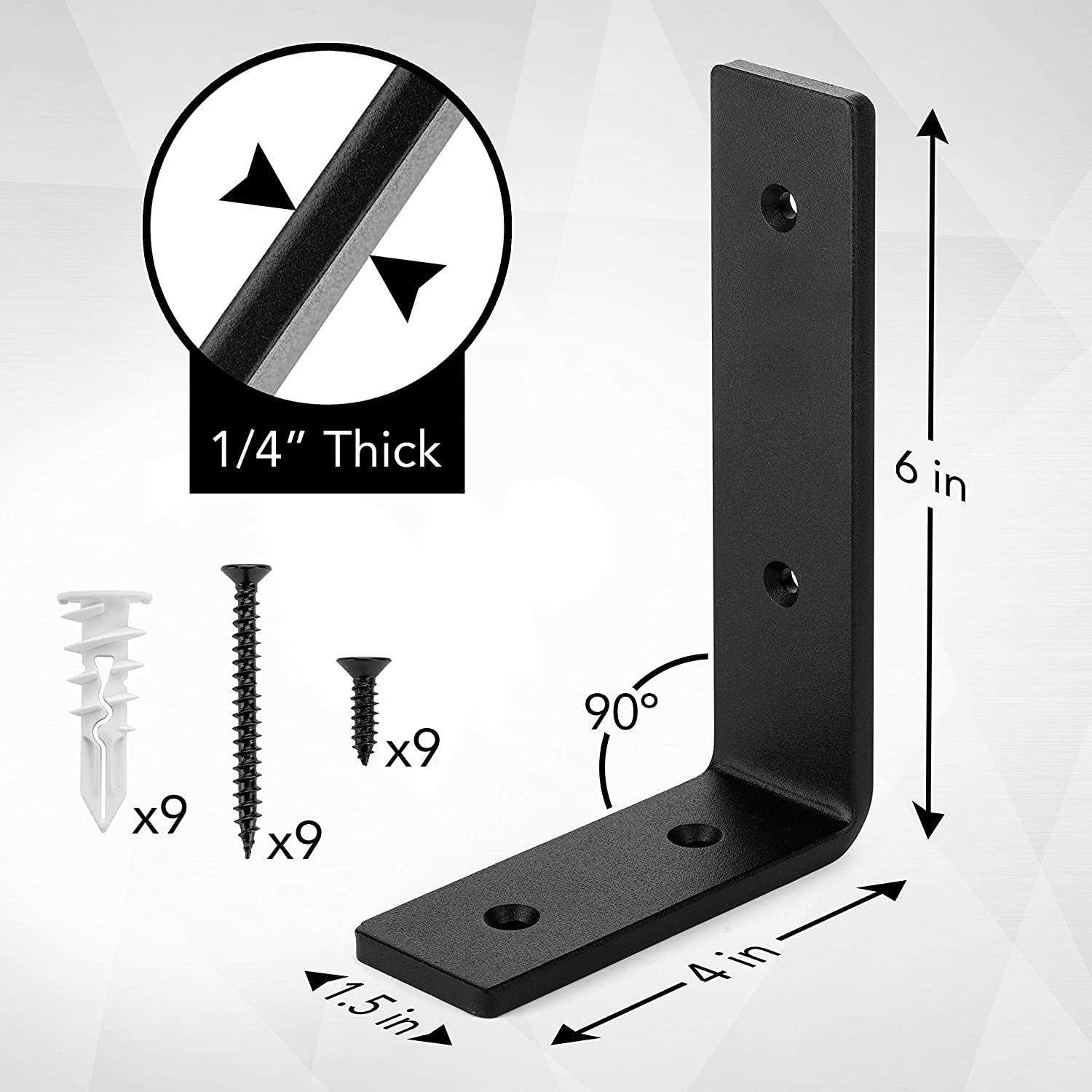 Claimed Corner Premium Heavy-Duty Shelf Brackets Quarter Inch Thick - Cheap Fitting