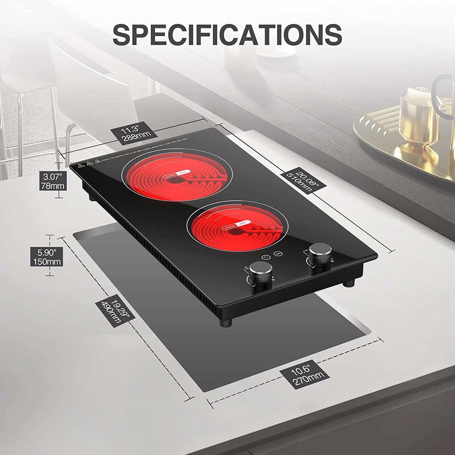 VBGK Electric Cooktop 2 Burner 12 Inch 2000W Electric Burner Countertop and Built-in Hot Plate for Cooking with Plug,120 Minutes Timer & Auto Shutdown Electric Stove,Child Lock Electric Stove Top - Cheap Fitting