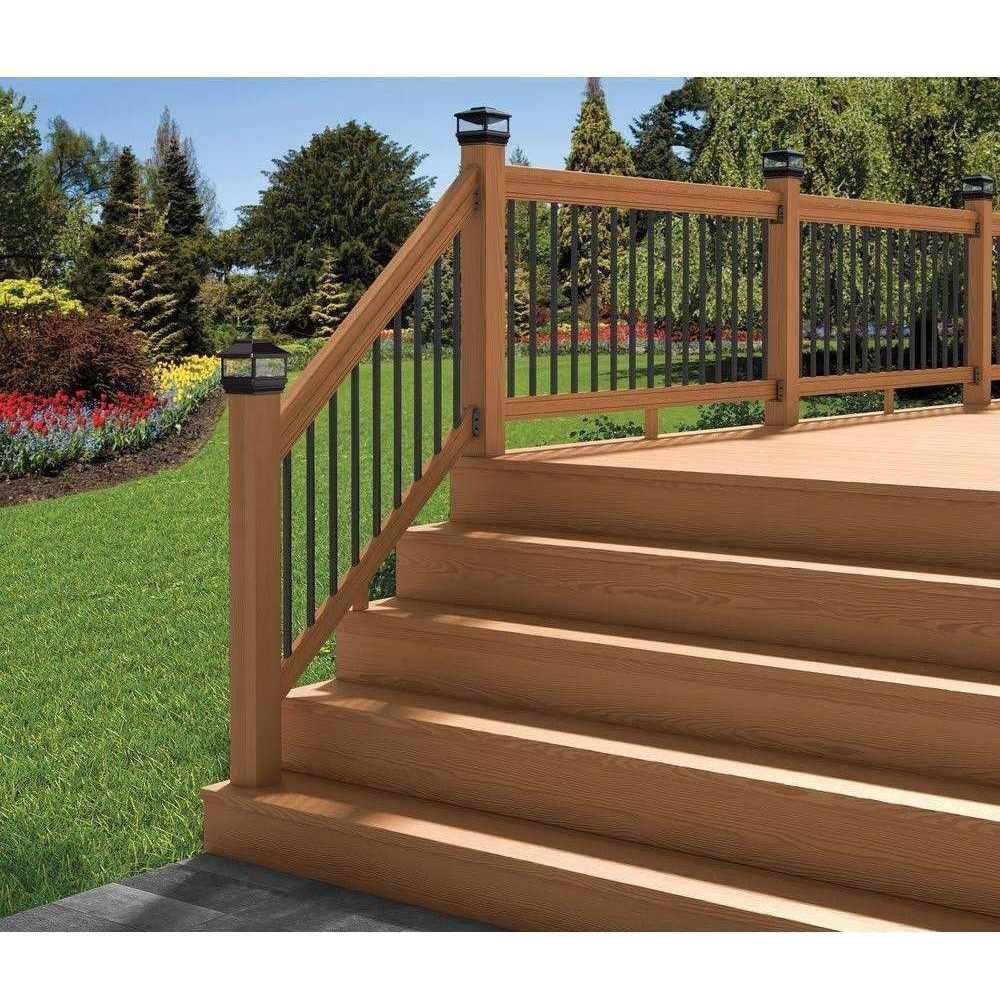 ProWood Pressure-Treated 6 ft. Cedar-Tone Stair Deck Railing Kit with Black Aluminum Balusters - Cheap Fitting