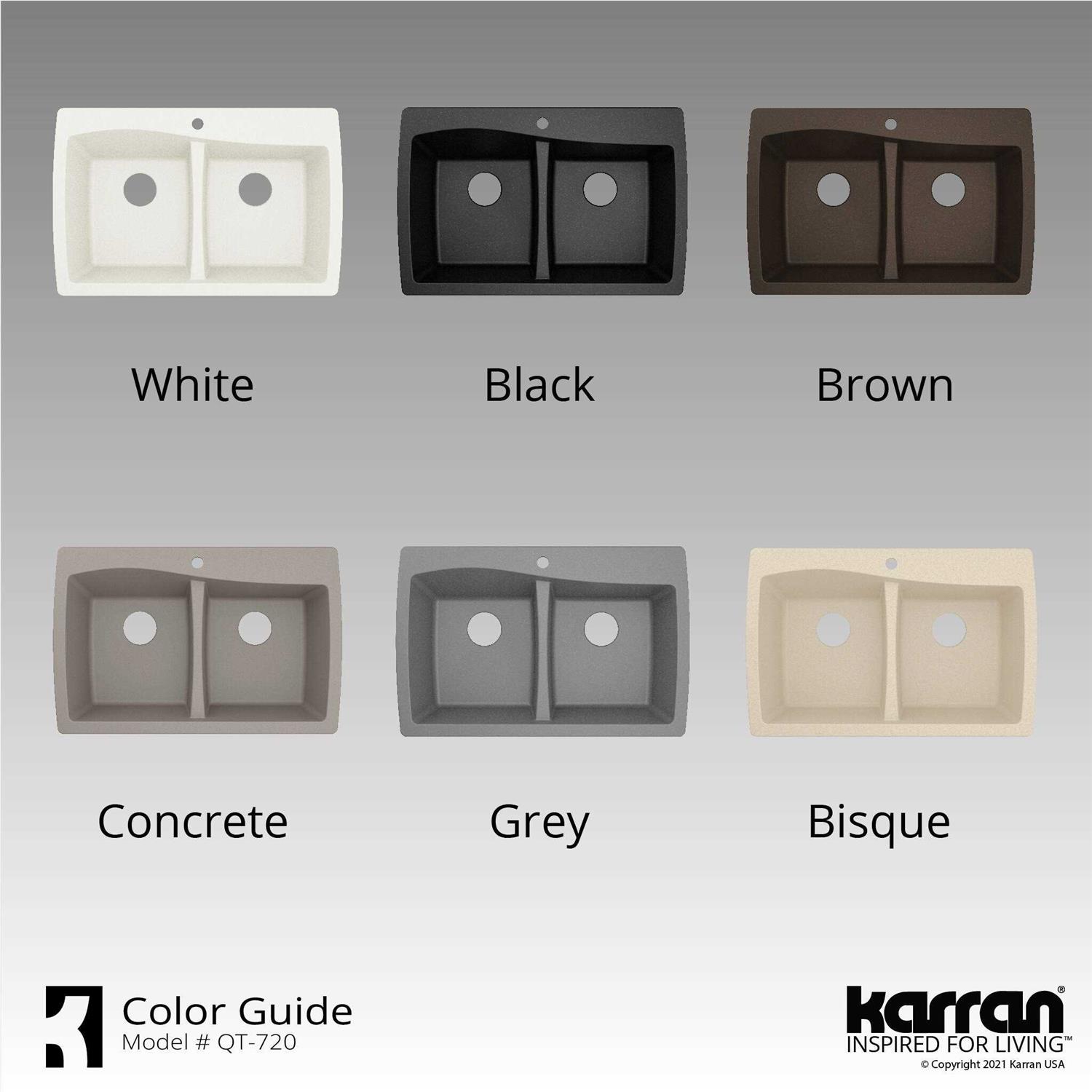 Karran Drop-In Quartz 50/50 Double Bowl Kitchen Sink QT-720 - Cheap Fitting