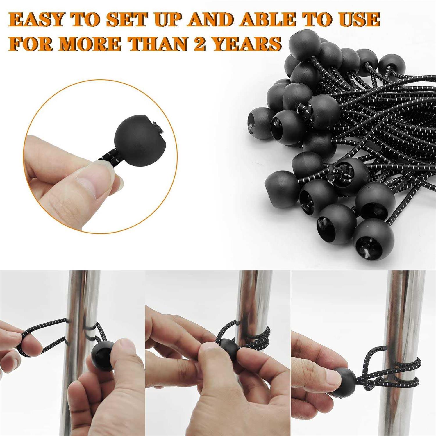 50 Pack 6 Inch Bungee CordsBungee Balls Bungee Cords with Balls,Elastic String Ties for Camping - Cheap Fitting