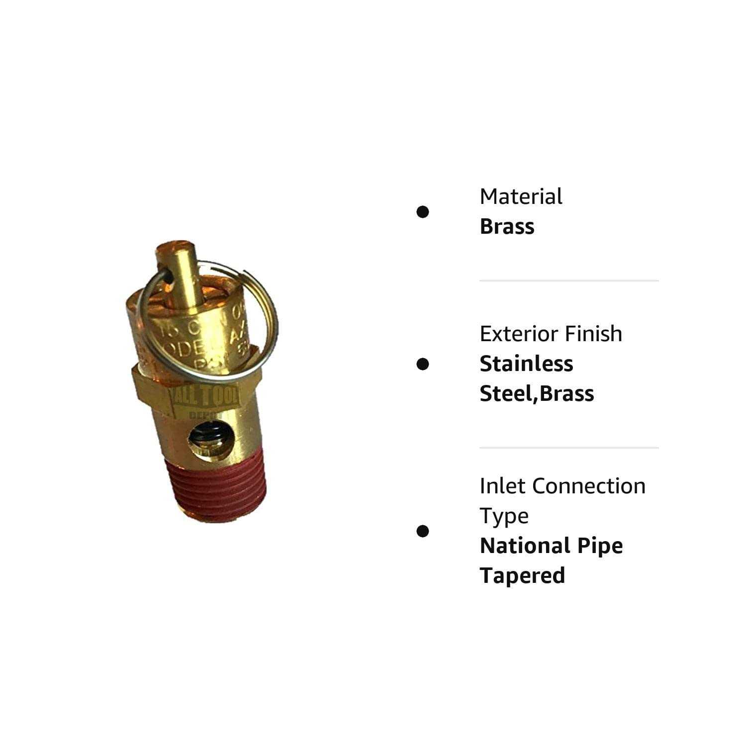 1/4 NPT 150 PSI 58 SCFM Air Compressor Relief Pressure Safety Valve - Cheap Fitting