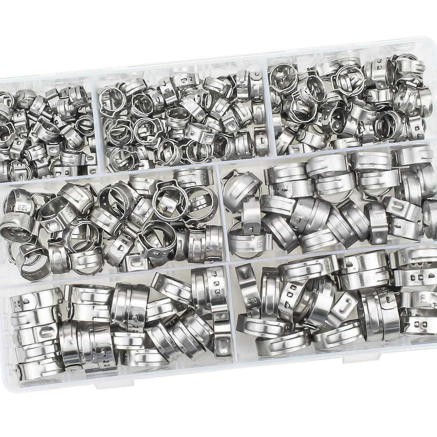 Sutemribor 304 Stainless Steel 7-21mm Single Ear Hose Clamps Assortment Kit - Cheap Fitting