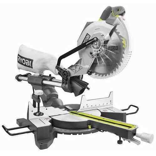 RYOBI TSS103-A181002 15 Amp 10 in. Corded Sliding Compound Miter Saw with 10 in. 40 Carbide Teeth Thin Kerf Miter Saw Blade - Cheap Fitting