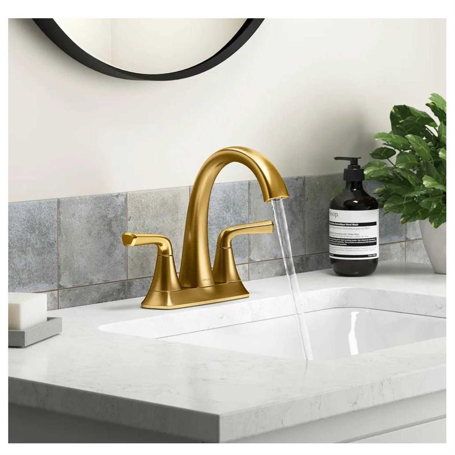 KOHLER Sundae 4 in. Centerset 2-Handles Bathroom Faucet in Vibrant Brushed - Cheap Fitting