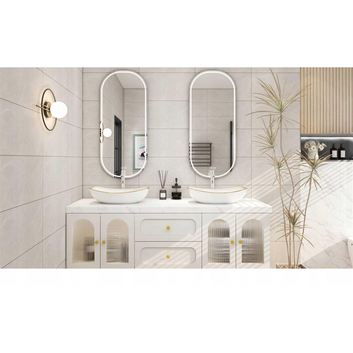 MEJE MJ-602WG 22-inch Luxury Gold Rim Oval Ceramic Bathroom Vessel Sink - Cheap Fitting