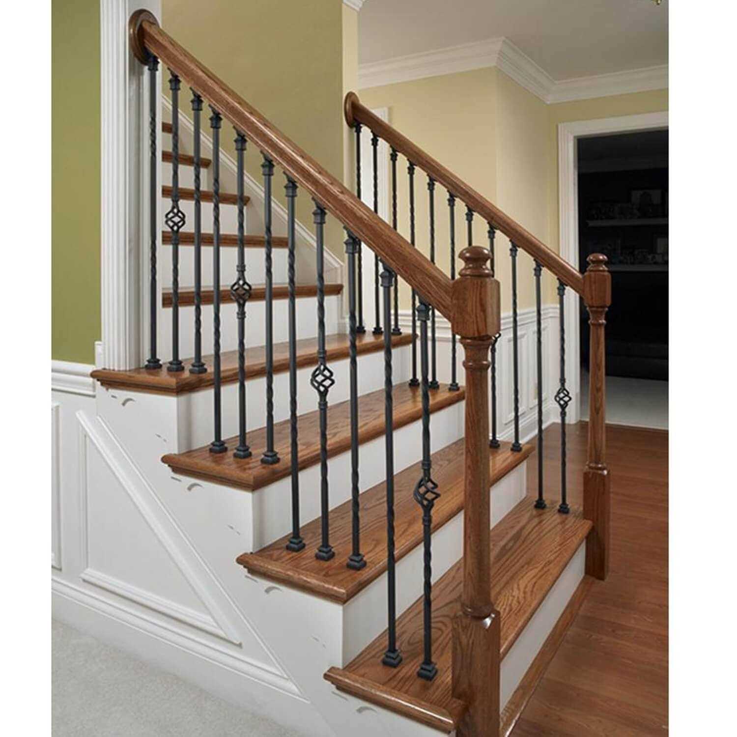 S08 Wrought Iron Balusters – Set Deck Balusters Decorative Metal Balusters for Decks – Spiral Stair Railing - Cheap Fitting