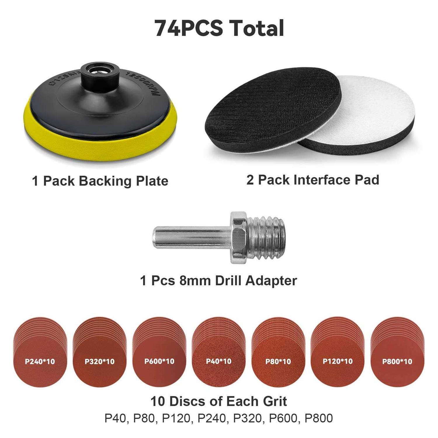 TOOVEM A FAMILY OF MANUFACTURERS Toovem Angle Grinder Sanding Disc, Hook and Loop Backing Pad with Sanding Discs and Foam Buffering Pads - Cheap Fitting