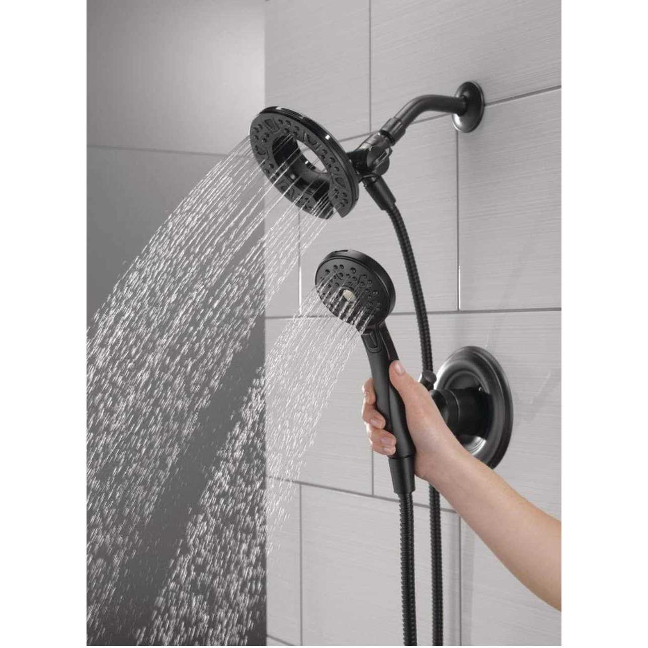 Delta Chamberlain In2ition 2-in-1 Single-Handle 4-Spray Shower Faucet in Matte Black - Cheap Fitting