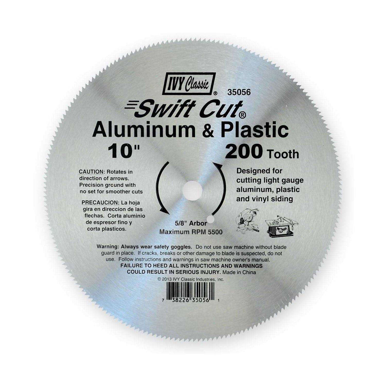 Ivy Classic 35056 Swift Cut 10 200 Tooth Aluminum & Plastic Cutting Circular Saw Blade with 5/8 Arbor - Cheap Fitting