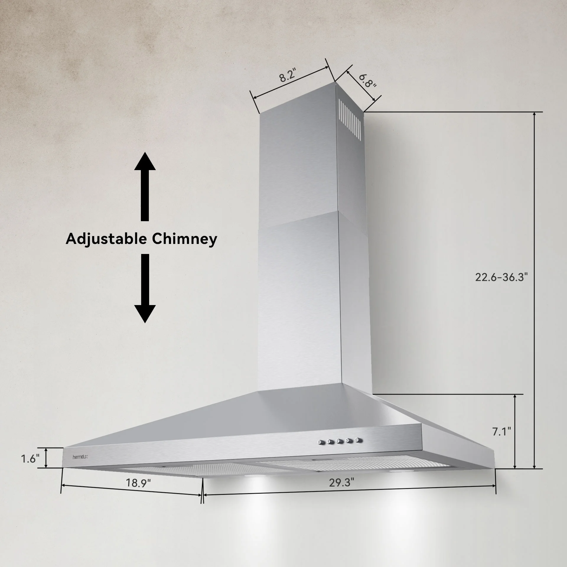 Hermitlux Range Hood 30 inch Stainless Steel, Wall Mount Vent Hood with Charcoal Filters, ‎HMX-USD24Y75-AC - Cheap Fitting