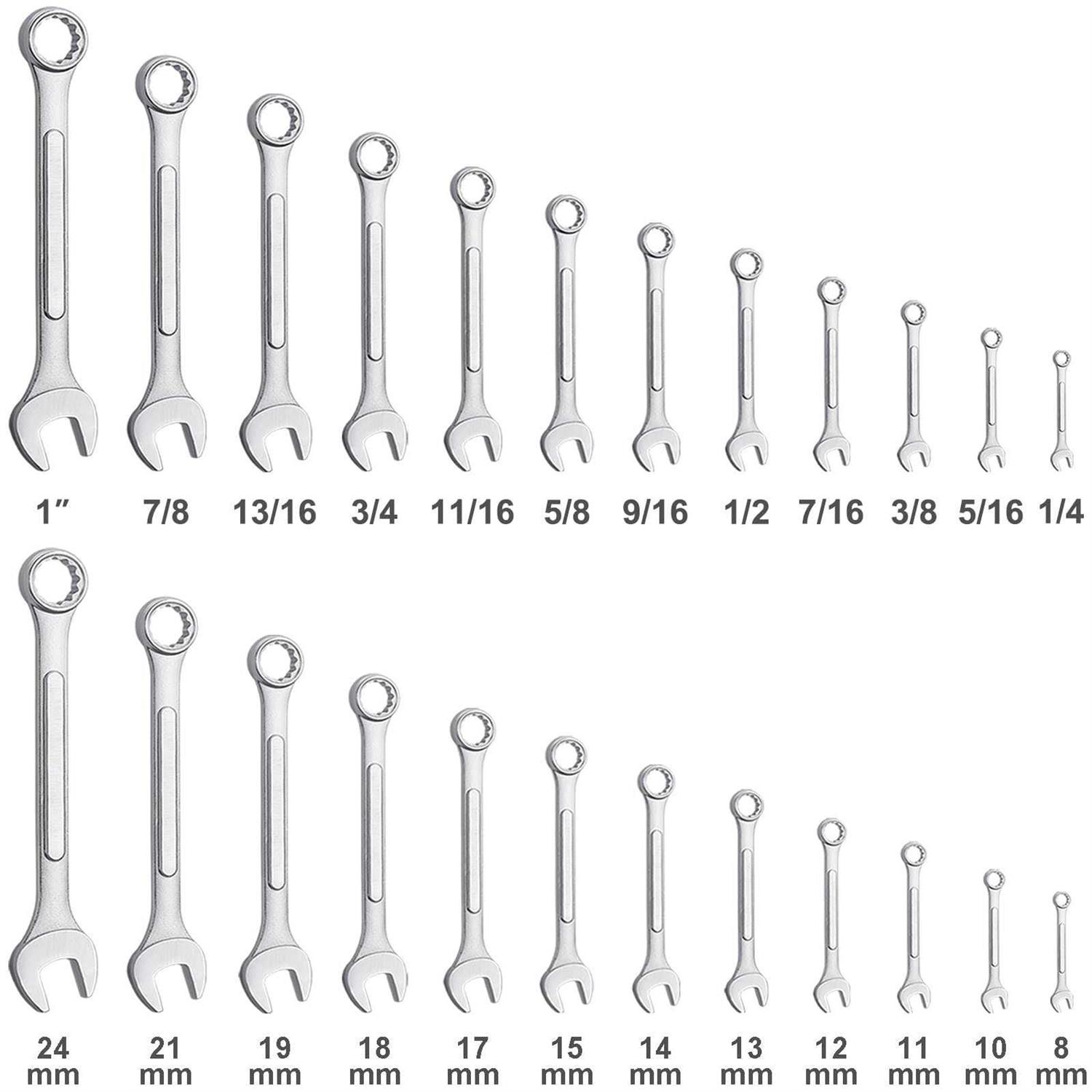 EFFICERE 24-Piece All-Purpose Master Combination Wrench Set with Roll-up Pouch - Cheap Fitting