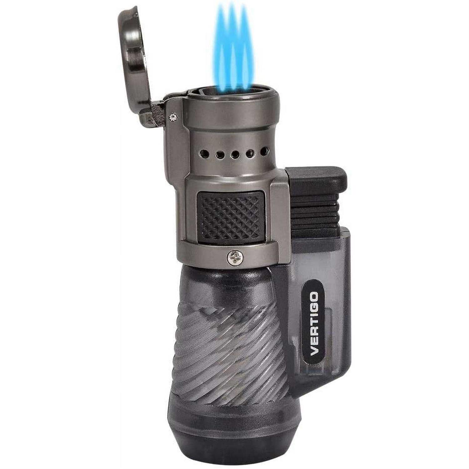 Vertigo by Lotus Cyclone Triple Torch Cigar Lighter Charcoal - Cheap Fitting