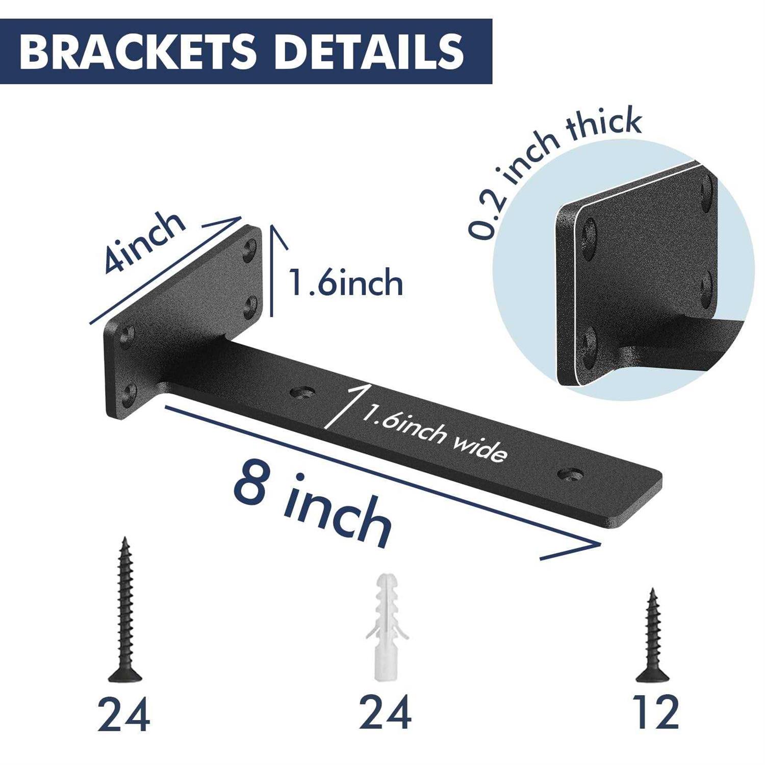Starunder 6 Pack Floating Shelf Heavy Duty Industrial Shelf Bracket - Cheap Fitting