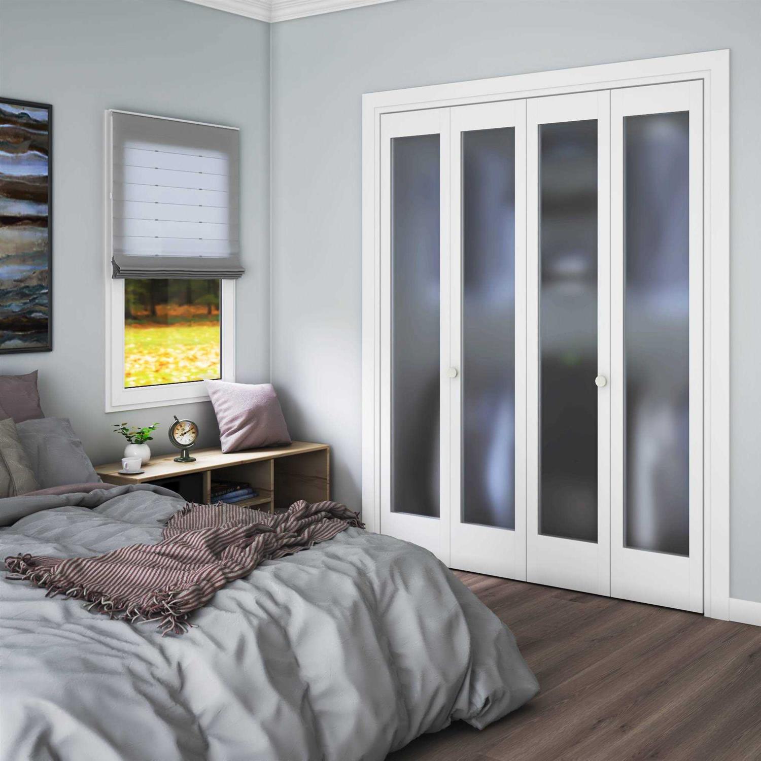 EightDoors 80 in. x 1-3/8 in. Frosted Glass Shaker Primed Solid Core Wood - Cheap Fitting